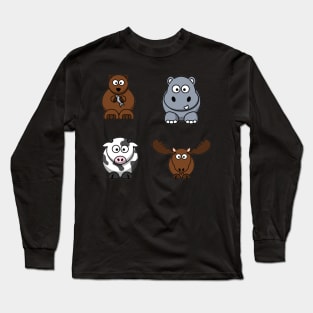 Cute Animal Sticker Pack Long Sleeve T-Shirt